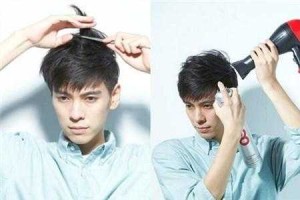 男生尖刘海，短发要怎么吹蓬松或者吹好看。急啊,怎么吹出好看的发型男