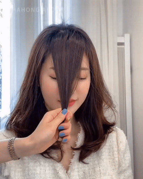 吹风机怎么定型刘海,八字刘海怎么定型
