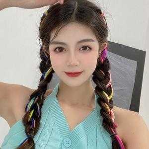 彩带脏辫怎么编教程（小孩配汉服的发型）