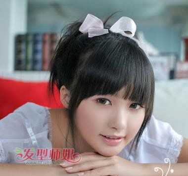 平刘海怎么卷,平刘海怎么扎马尾好看图片