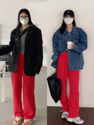 红色裤子配什么颜色的衣服最好看,红色裤配什么上衣图片